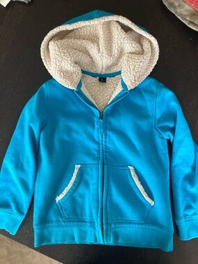 Lands' End Turquoise Sherpa-Lined Zip Hoodie